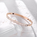 Titánium négyzet kristályos karkötő rosegold