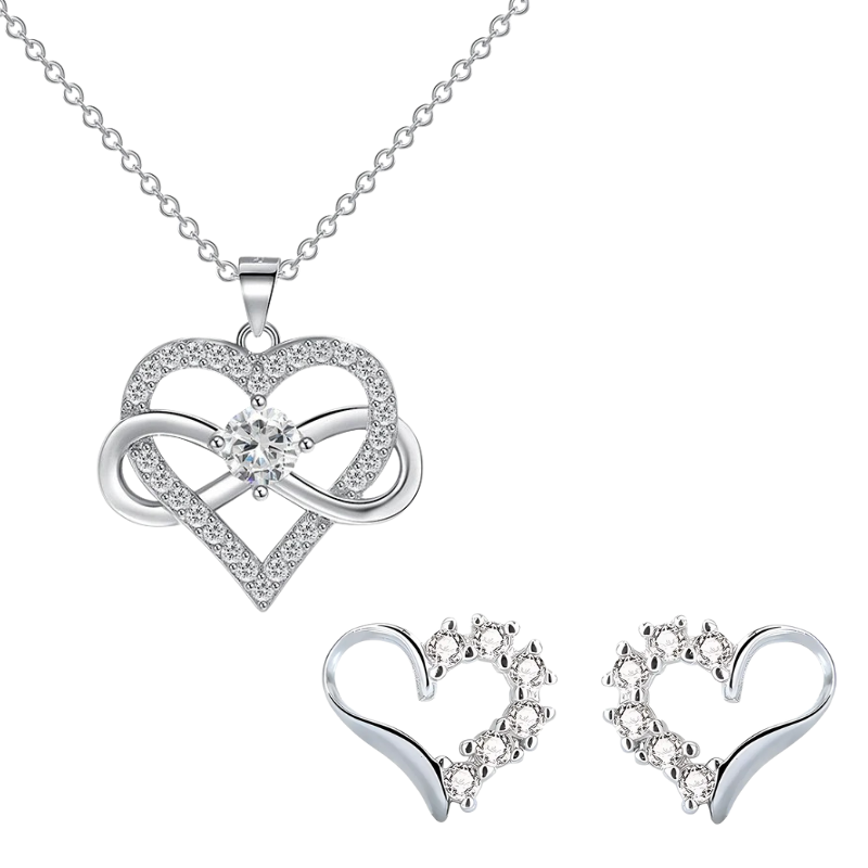 Brillant heart nyaklánc +fülbevaló szett whitegold