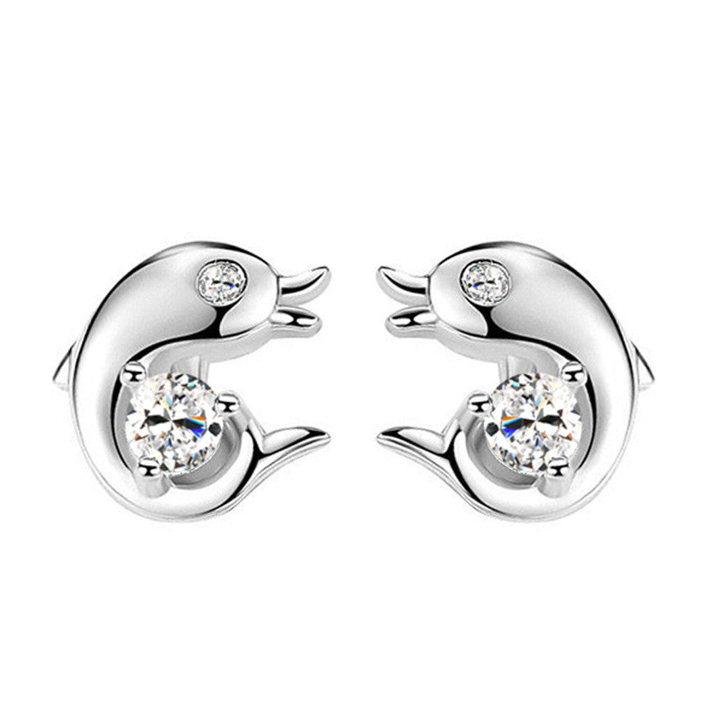 Labdázó delfin fülbevaló whitegold