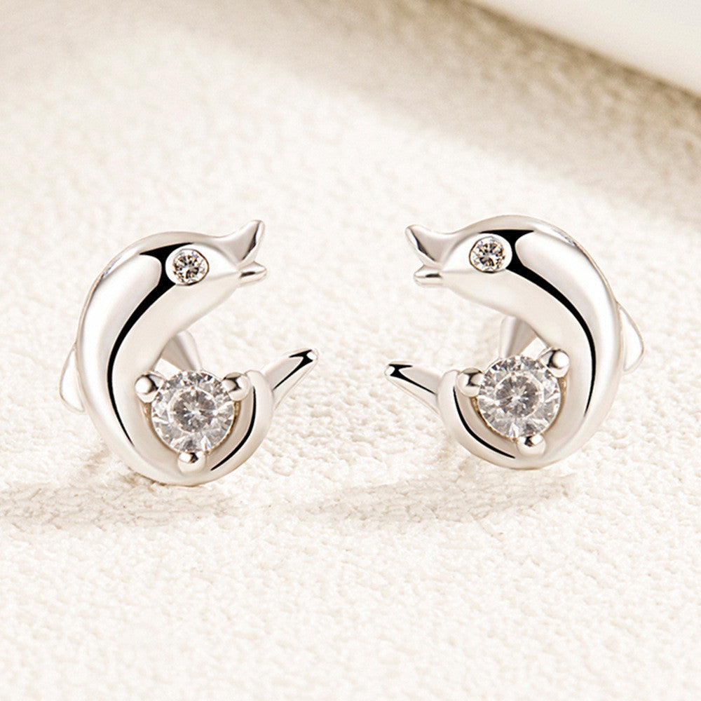 Labdázó delfin fülbevaló whitegold