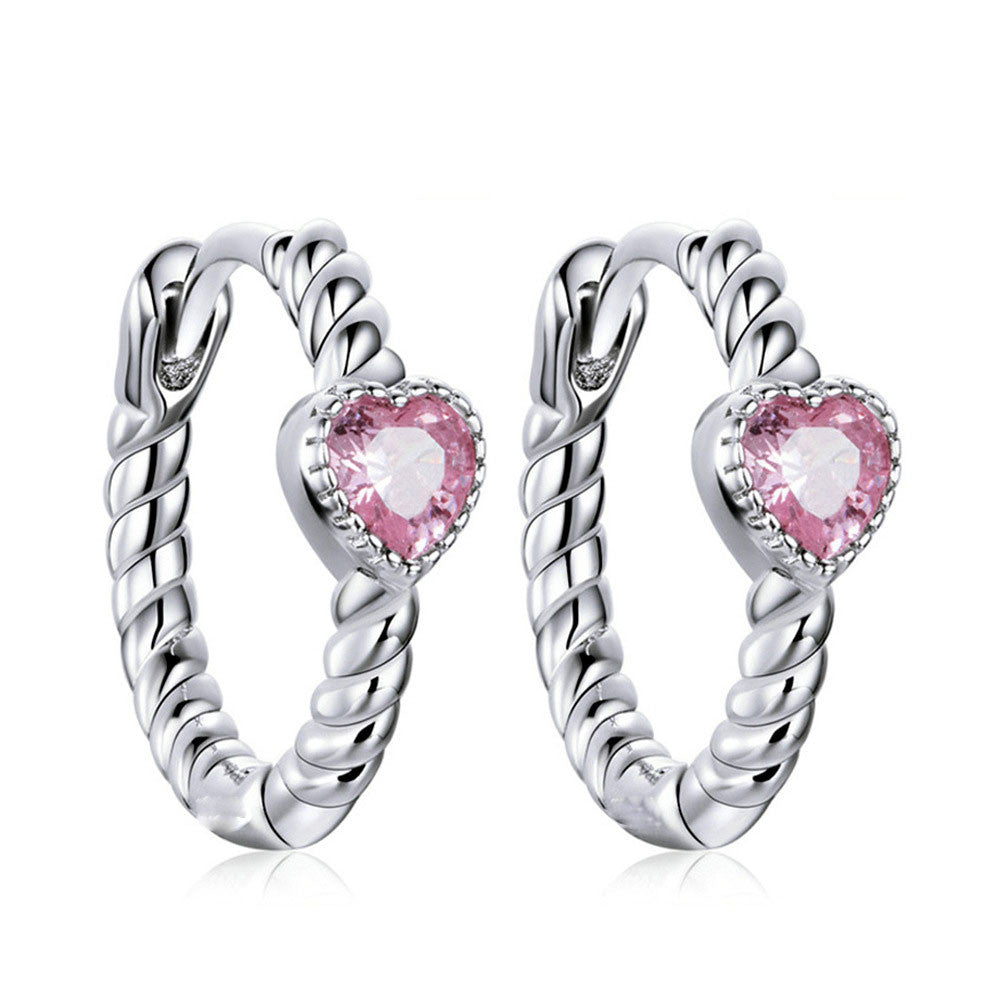 Csavart fülbevaló szívvel whitegold