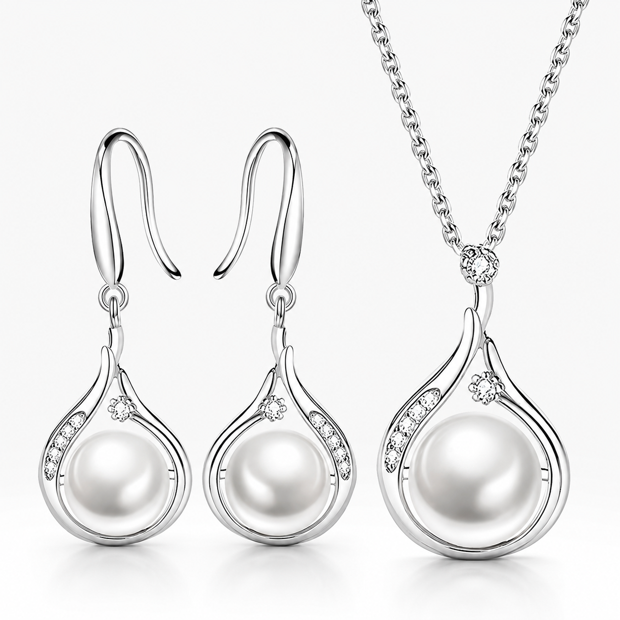 Smoon Elenya gyöngyös ékszer szett whitegold