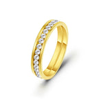 Körben kristályos nemesacél gyűrű gold - 51,8 mm