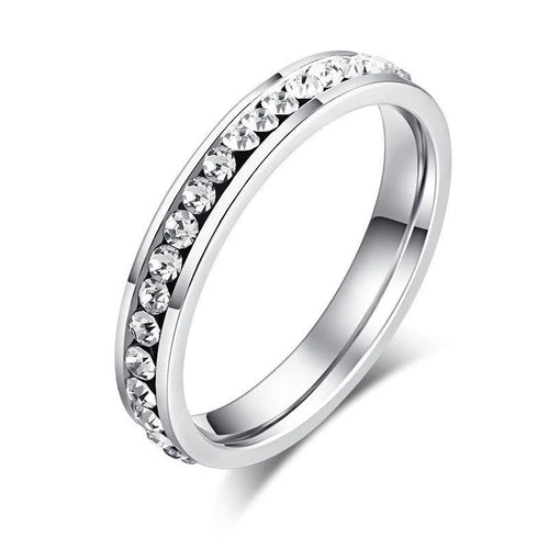 Körben kristályos nemesacél gyűrű whitegold