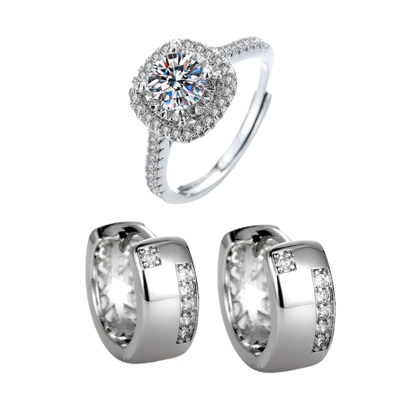 Emily fülbevaló +gyűrű szett whitegold