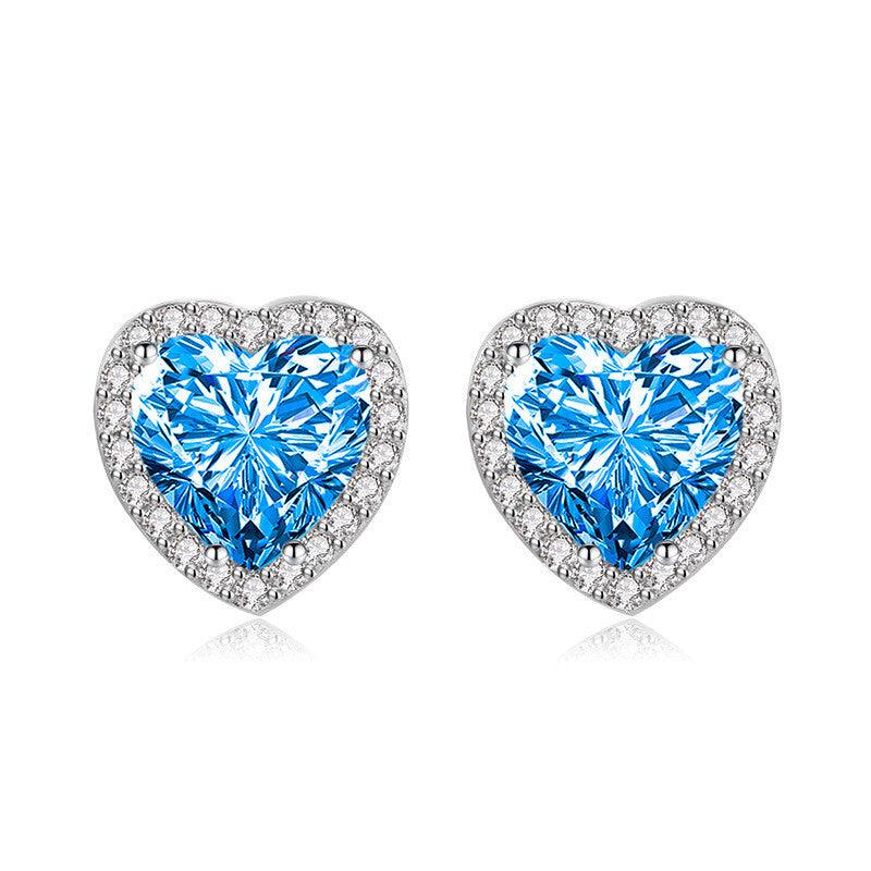 Camila kristály szív fülbevaló whitegold-kék