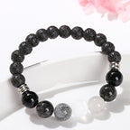 Lávaköves karkötő fekete-szürke-fehér