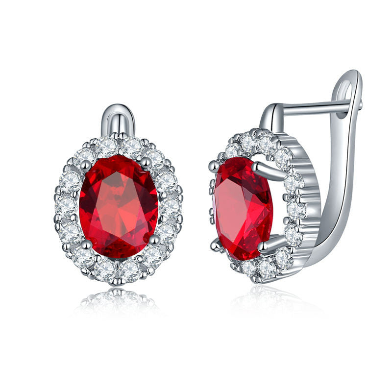 Samantha fülbevaló whitegold-piros