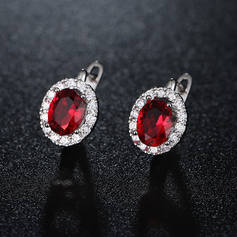 Samantha fülbevaló whitegold-piros