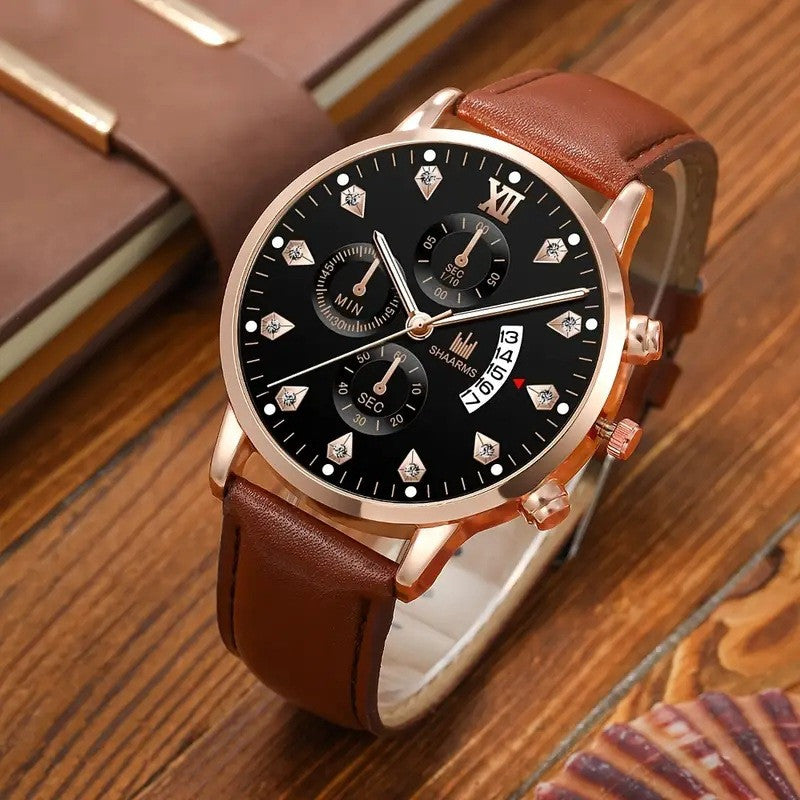 Antonio férfi óra-karkötő szett barna-fekete