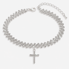 Kereszt medálos cikcakk bokalánc whitegold