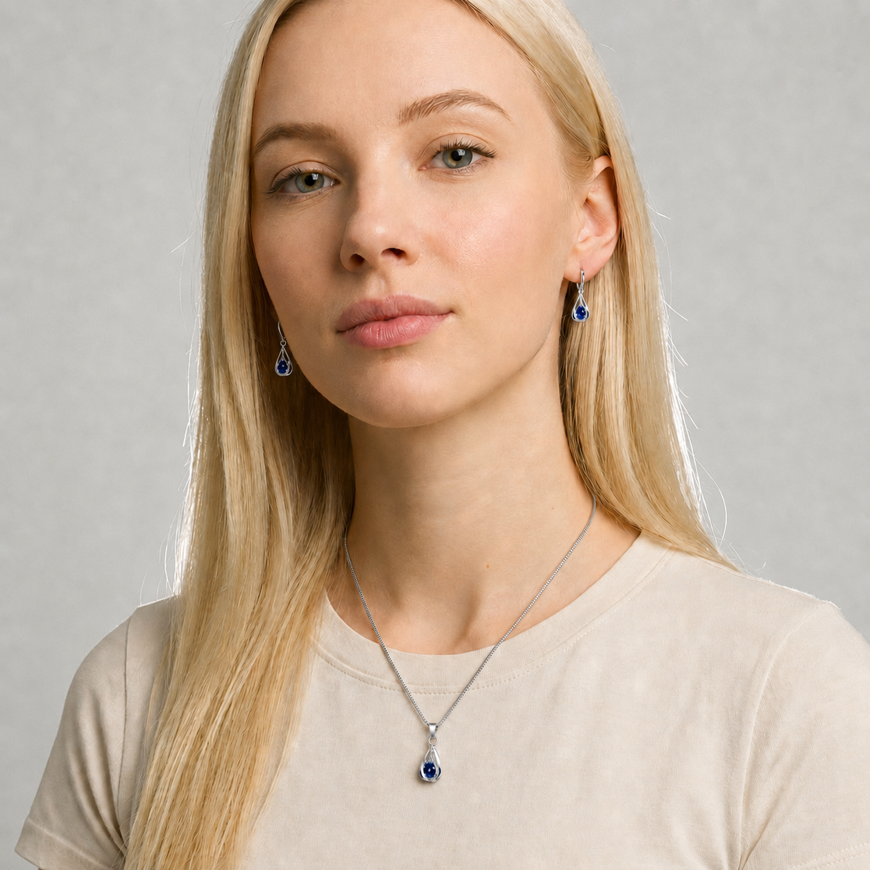 Smoon Soraya ékszer szett whitegold-mélykék