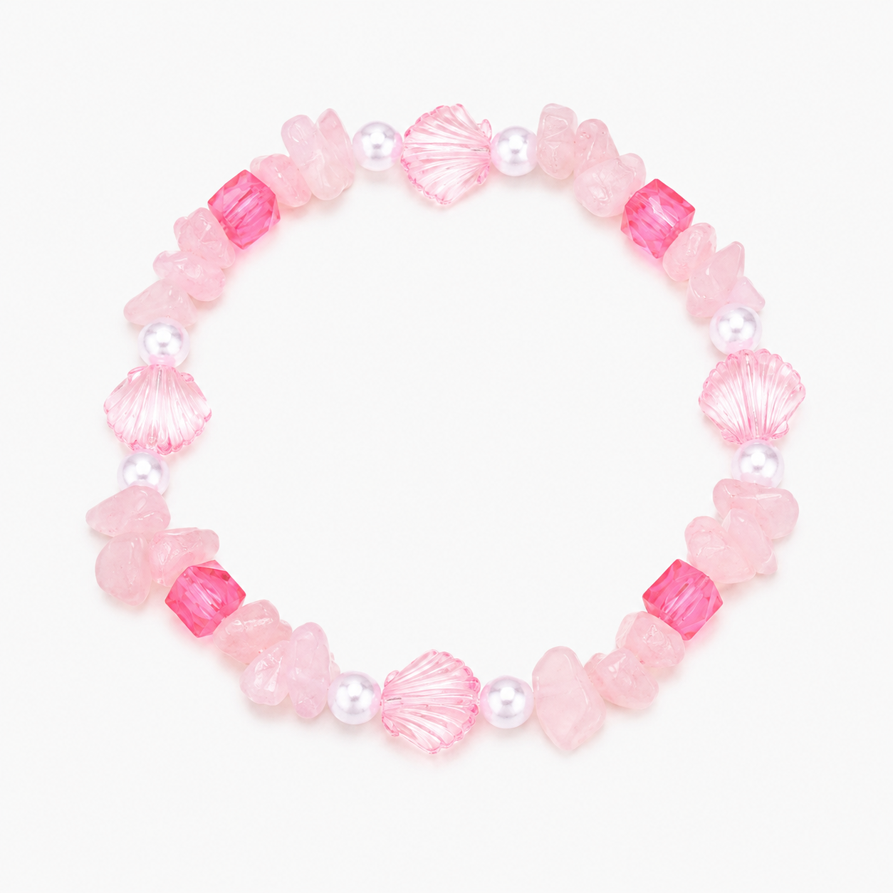Kagylós és kavicsok pink bokalánc