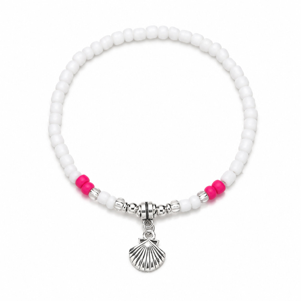 Kagylós pink-fehér-whitegold bokalánc