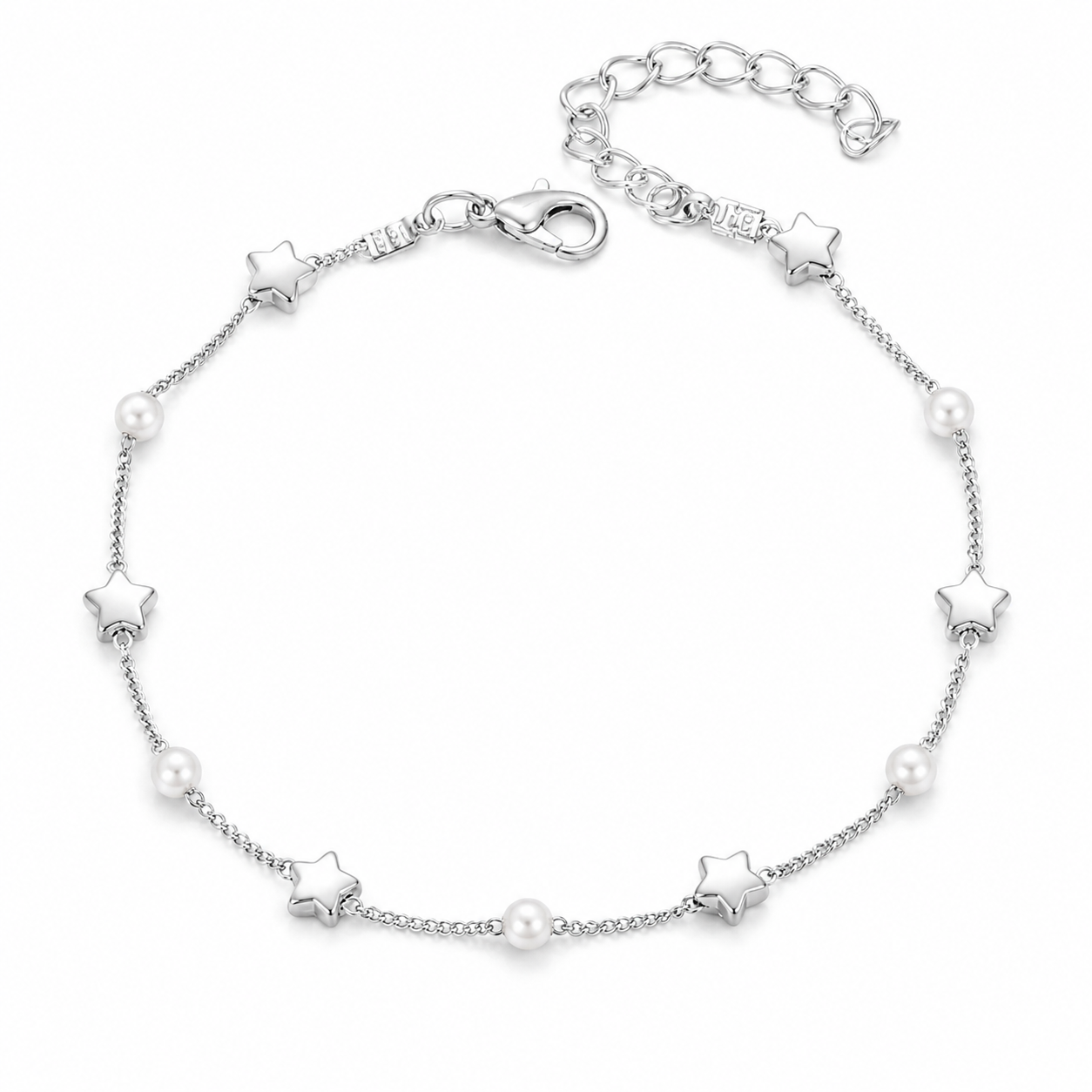 Csillagok és gyöngyök bokalánc whitegold
