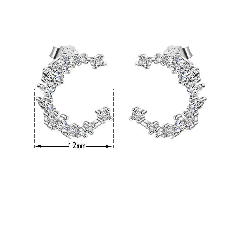 Kristály hold ezüst fülbevaló