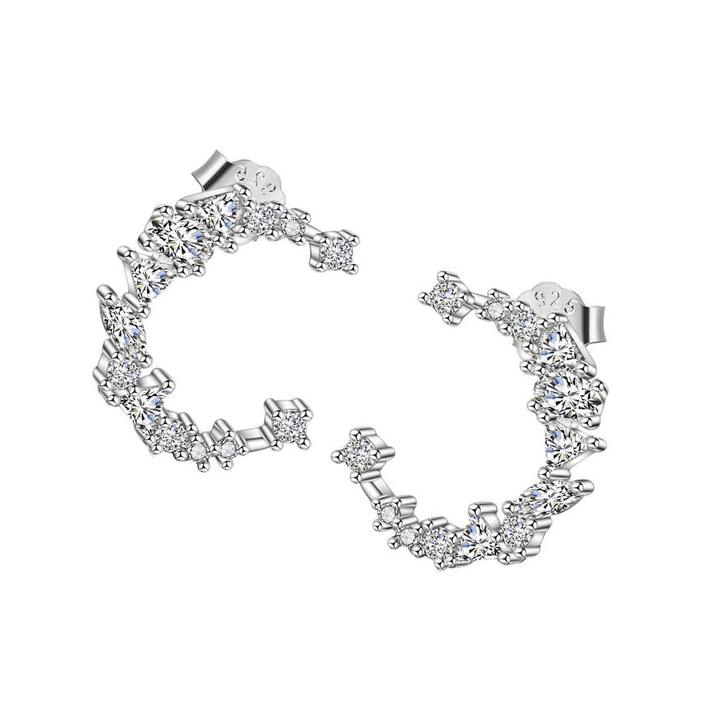 Kristály hold ezüst fülbevaló