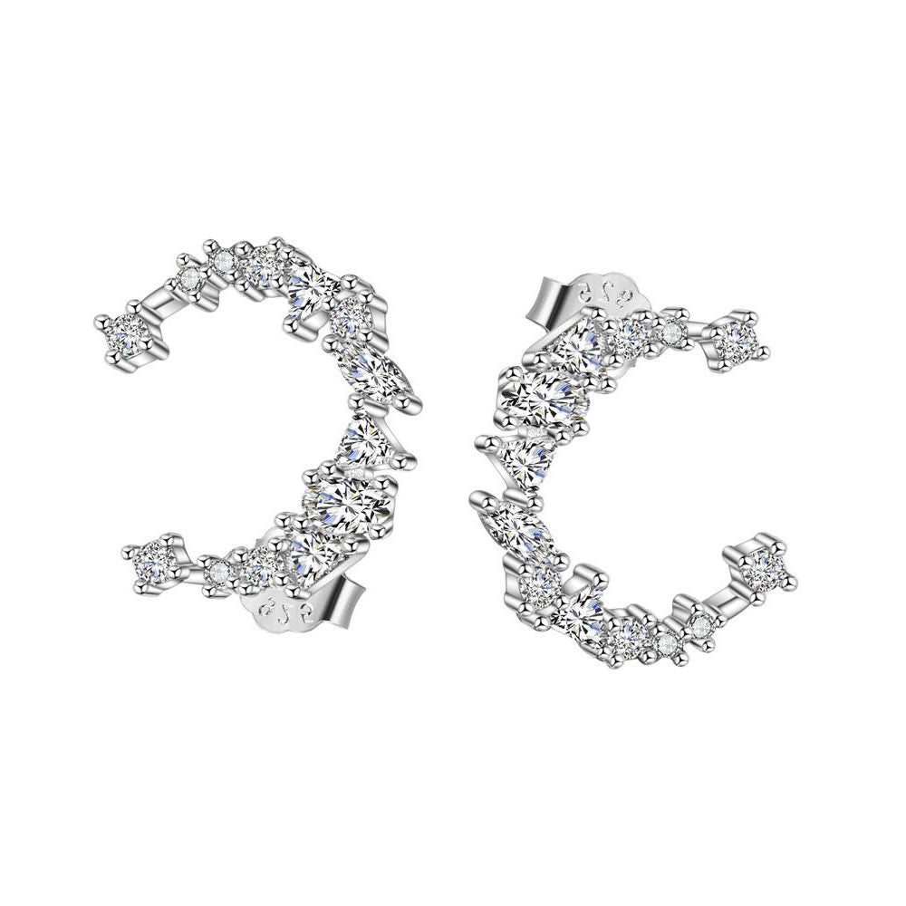 Kristály hold ezüst fülbevaló