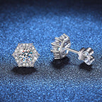 Beszúrós hatszög ezüst fülbevaló moissanite kristállyal