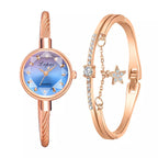 Lena ékszeróra karkötővel kék-rosegold