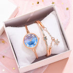 Lena ékszeróra karkötővel kék-rosegold