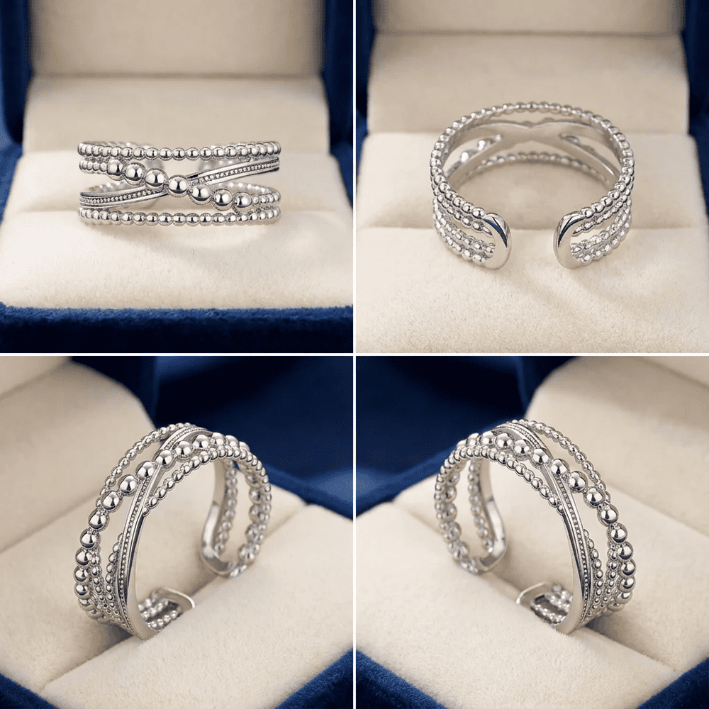 Apró bogyós ezüstös gyűrű (állítható méret)