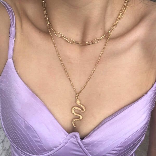 Louane nyaklánc szett kígyó medállal gold