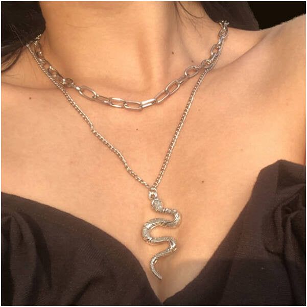 Louane nyaklánc szett kígyó medállal whitegold