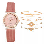 Clara női karóra karkötőkkel púder szín