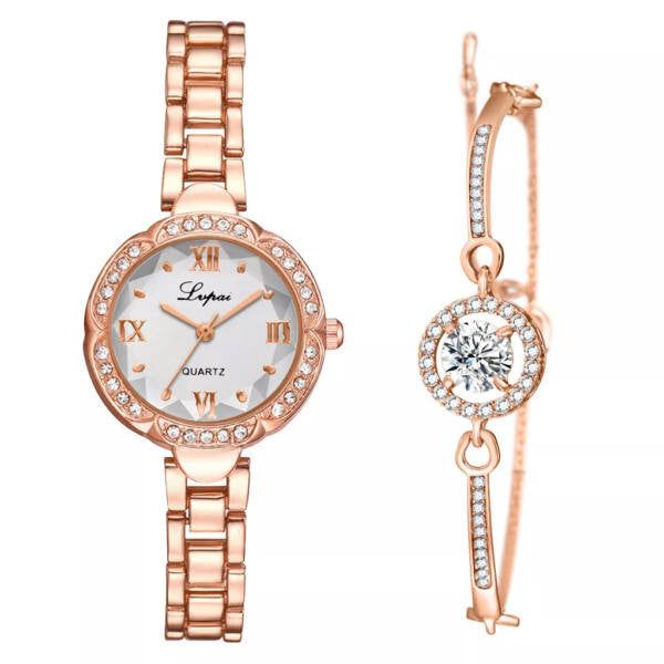 Louna ékszeróra karkötővel rosegold
