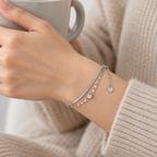Csavart és lapos láncos nemesacél karkötő kristállyal whitegold