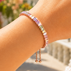 Mónica kristályos tenisz karkötő rosegold-multicolor