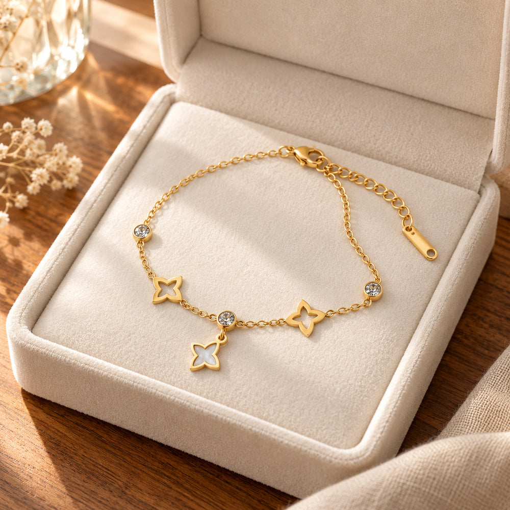 Elegáns modern csillagok nemesacél karkötő gold – ékszerdobozban