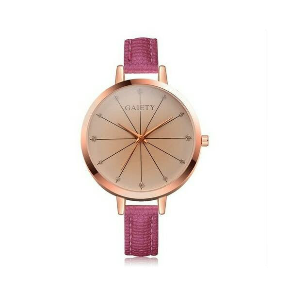 Linda női vékony bőrszíjas óra rózsaszín