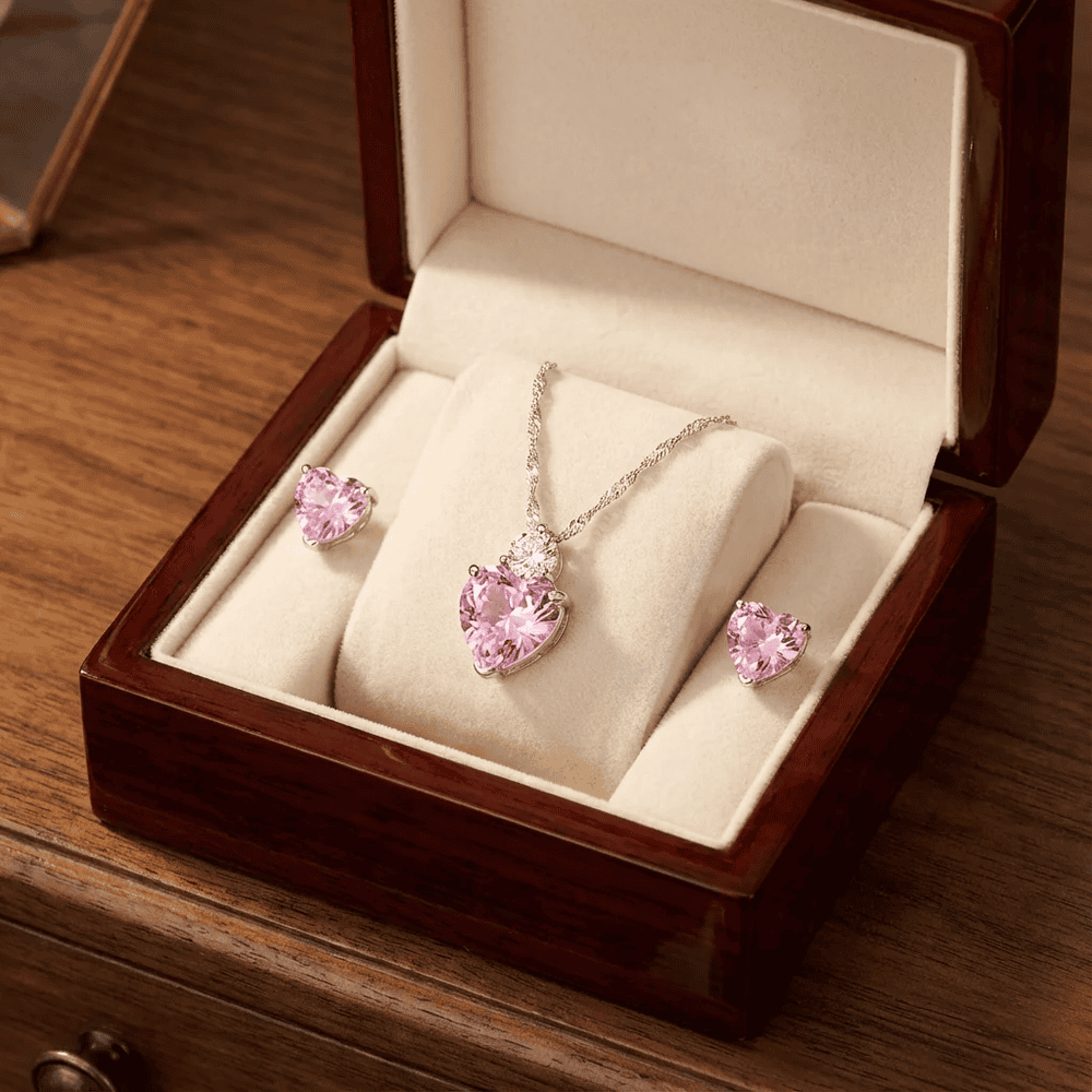 Constanza ékszer szett whitegold-pink