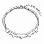 Finom csillagos nemesacél karkötő whitegold – stúdiófotó