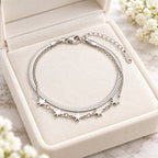 Finom csillagos nemesacél karkötő whitegold – ékszerdobozban