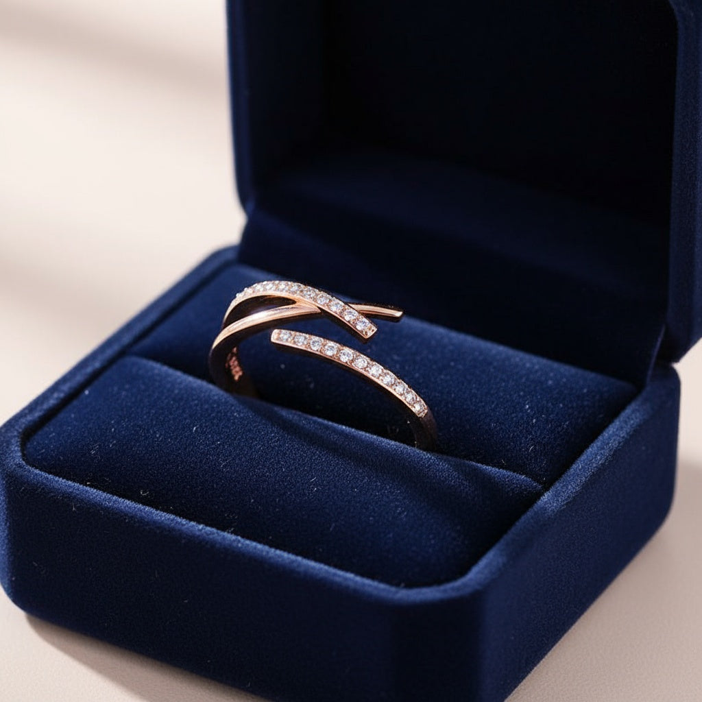 X kristályos gyűrű rosegold (állítható méret)