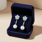 Kristály virág-gyöngy fülbevaló whitegold