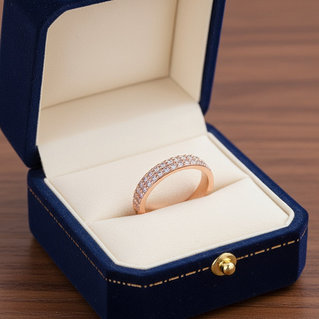 Két kristálysor gyűrű rosegold (állítható méret)