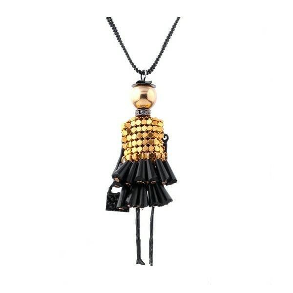 Shopping lady arany-fekete hosszú nyaklánc