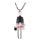 Shopping lady rózsaszín-fekete hosszú nyaklánc