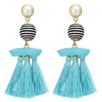 Elegáns bojtos fülbevaló tengerkék