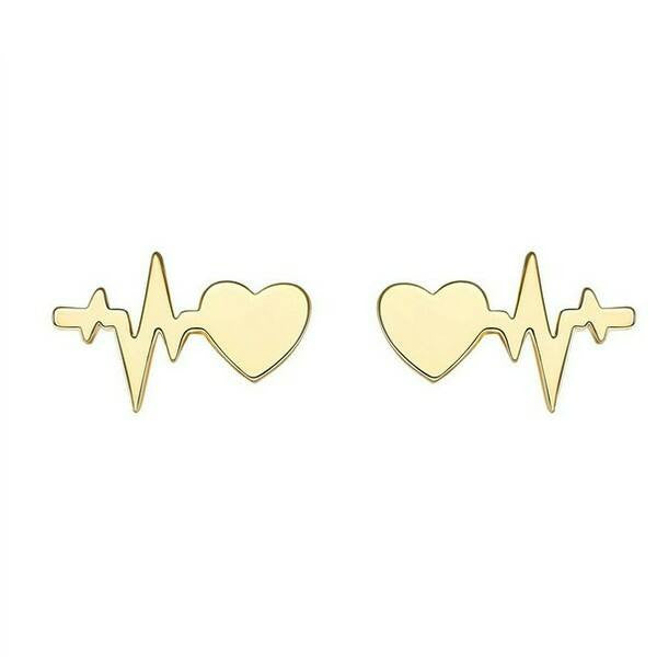 Szív és életvonal fülbevaló gold