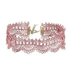Csipke choker nyaklánc pink