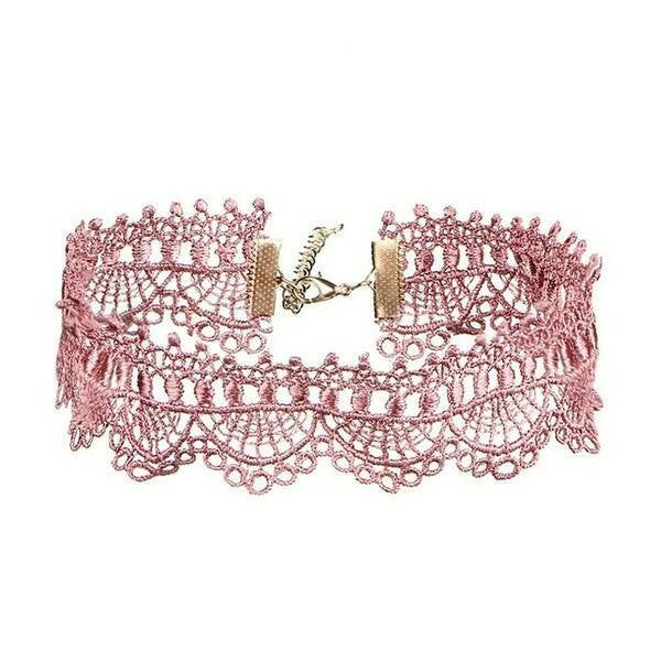 Csipke choker nyaklánc pink