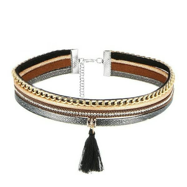 Bojtos kristályos choker nykalánc