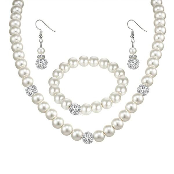 Csillogó gyöngysor 3 darabos ékszer szett