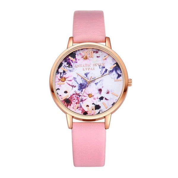 Virágszirmos óra rosegold-pink
