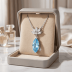 Luna kristály medálos nyaklánc whitegold-kék